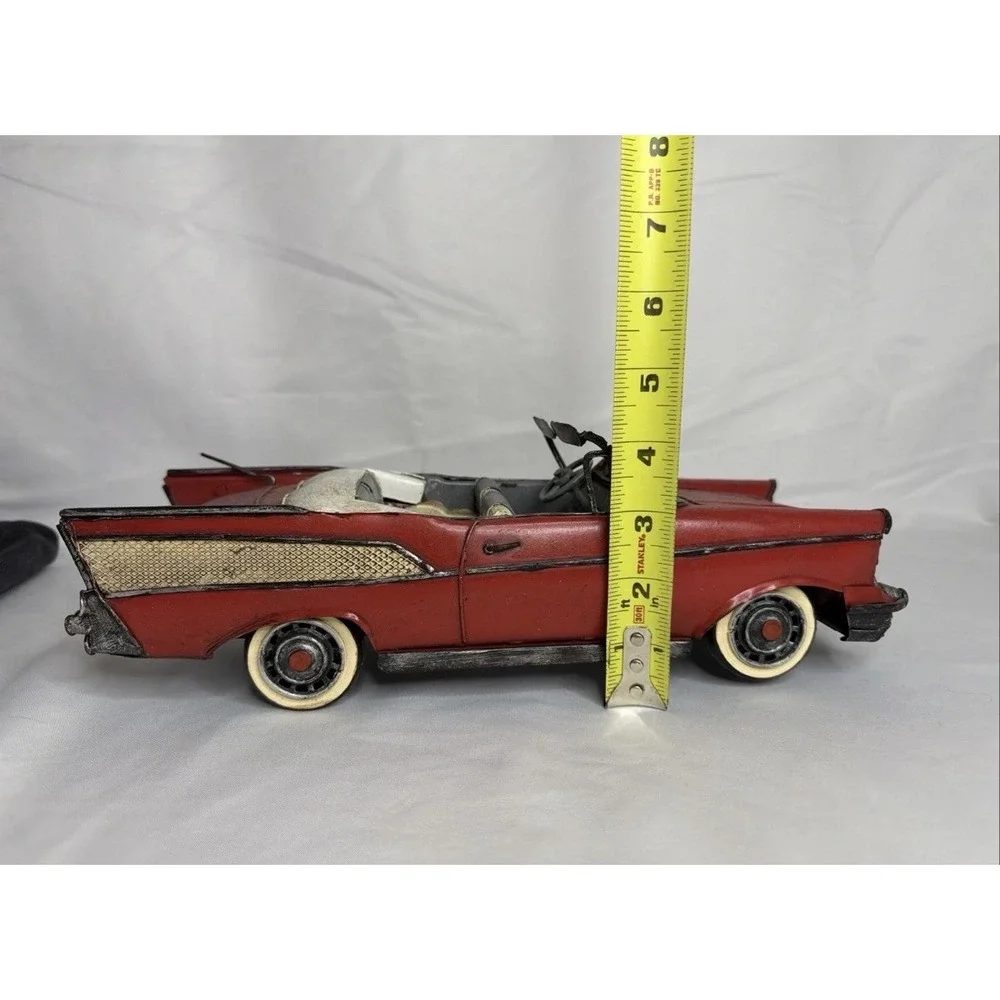 Vintage Red Tin Toy Convertible Car Vehicle - Age 17 Years & Up